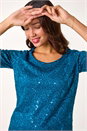 Teal Lace Short Sleeve T-Shirt, Image 4 of 5