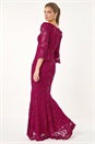 Red Lace Scallop V-Neck Bodycon Maxi Dress, Image 4 of 8