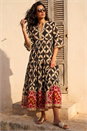 Black Abstract Print Boho Maxi Dress , Image 2 of 4