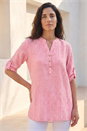 Coral Classic Stripe Button Front Top, Image 1 of 4