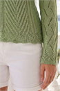 Khaki Scallop V-Neck Knit Jumper, Image 4 of 4