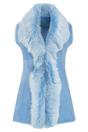 Sky Blue Toscana Sheepskin Long Gilet-Sorocaba, Image 1 of 6