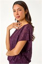 Purple Sequin Lace Overlay Stretch Top, Image 1 of 5