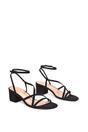 Black 'Maria' Ankle Strap Low Block Heel Strappy Sandals, Image 3 of 5