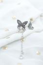 Silver The Colourful Aura Silver Butterfly Ear Cuff with Dangle Chain and Stud, Silver, Image 2 of 4
