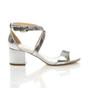 Silver AJVANI Silver Mid Block Heel Crossed Straps Sandals, Image 2 of 6
