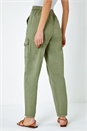 Sage Casual Elastic Waist Cargo Stretch Trousers, Image 3 of 7