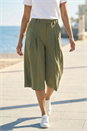 Olive Pleat Front Stretch Culottes, Image 3 of 3