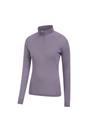 Purple Merino Wool Zip Neck Thermal Top, Image 4 of 4