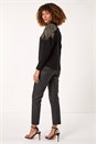 Black Shimmer Leaf Knit Jumper, Image 3 of 5