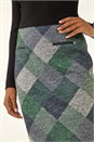 Green Check Print Pocket Stretch A line Skirt, Image 5 of 5