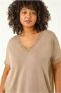 Gold Curve Sparkly V-Neck Knit Top, Image 4 of 5