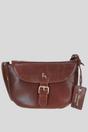Brown 'Violet' Real Leather Flap-Over Crossbody Bag, Image 1 of 4