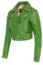 Green Cropped Brando Leather Biker Jacket, Image 4 of 6