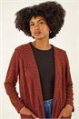 Rust Longline Hooded Cardigan, Image 1 of 5