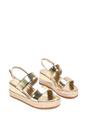 Gold XY LONDON Gold 'Ally' Low Heel Platform Wedge Espadrill  Slingback Sandals, Image 5 of 5
