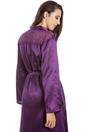 Purple Camille Lingerie Purple Full Length Long Sleeve Plain Satin Wrap, Image 4 of 5