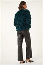 Teal Faux Fur Fluffy Layered Jacket, Image 3 of 5