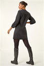 Black Cotton Denim Button Shift Dress, Image 3 of 5