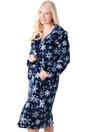 Blue Camille Lingerie Blue Supersoft Fleece Hooded Calf Length Bathrobe, Image 2 of 6