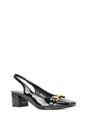 Black XY LONDON Black 'Selena' Slingback Mid Heels With Square Toe, Image 2 of 6