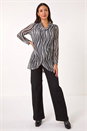 Black Wavy Linear Print Cowl Neck Tunic, Image 1 of 5