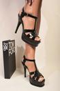Black iKrush Black Francesca Platform T Bar Sandal High Heels, Image 2 of 8
