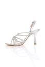 Silver AJVANI Silver High Heel Diamante Slingback Knotted Sandals, Image 3 of 4