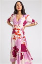 Mauve Floral Frill Hem Wrap Midi Dress, Image 4 of 6