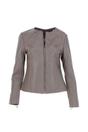 Taupe Ashwood Leather Taupe 'Francesca' Collarless Real Leather Fashion Jacket, Image 2 of 5