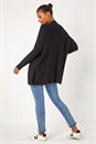 Black High Neck Longline Knit Jumper, Image 3 of 5