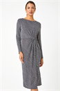 Grey Glitter Twist Detail Stretch Dress, Image 2 of 5