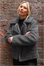 Grey Borg Detail Aviator Jacket, Image 3 of 3