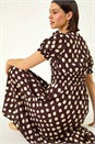 Chocolate Spot Print Button Midi Dress, Image 1 of 5