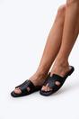 Black iKrush Black Aria Womens H-Strap Flat Slide Sandals, Image 5 of 8