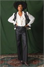 Black Coated Stretch Waist Wide Leg Jeans, Image 7 of 7
