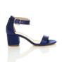 Navy Blue AJVANI Navy Blue Mid Block Heel Ankle Strap Sandals, Image 2 of 6