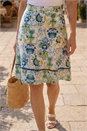 Navy  Tile Print A-Line Skirt, Image 3 of 4