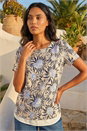 Black Floral Print Double Layer Top, Image 2 of 4