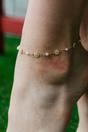 Gold The Colourful Aura Gold White Daisy Pearl Floral Summer Indie Boho Flower Adjustable Anklet, Image 1 of 1