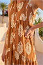 Tan Border Print Smock Maxi Dress, Image 4 of 4