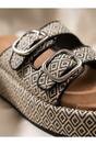 Black iKrush Black Vera Diamond Pattern Platform Sandals, Image 3 of 7