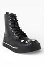 Black Kitty Faux Leather Combat Sneaker Boots, Image 2 of 8