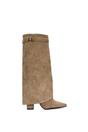 Taupe XY LONDON Taupe 'Rayna' Block Heel Knee High Foldover Boots With Pointed Toe, Image 1 of 5