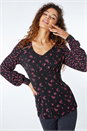 Black Ditsy Floral Ladder Lace Top , Image 4 of 5