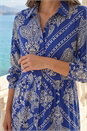 Blue Petite Print Tiered Shirt Midi Dress, Image 4 of 4