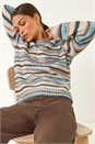 Blue Wool Blend Striped Stretch Jumper, Image 4 of 5