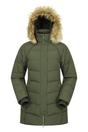 Khaki Isla II Long Down Jacket, Image 1 of 5