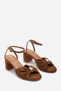 Brown Bluebird Block Heel Ruched Buckle Sandal, Image 3 of 4