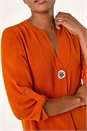 Rust V-Neck Button Detail Top, Image 5 of 5